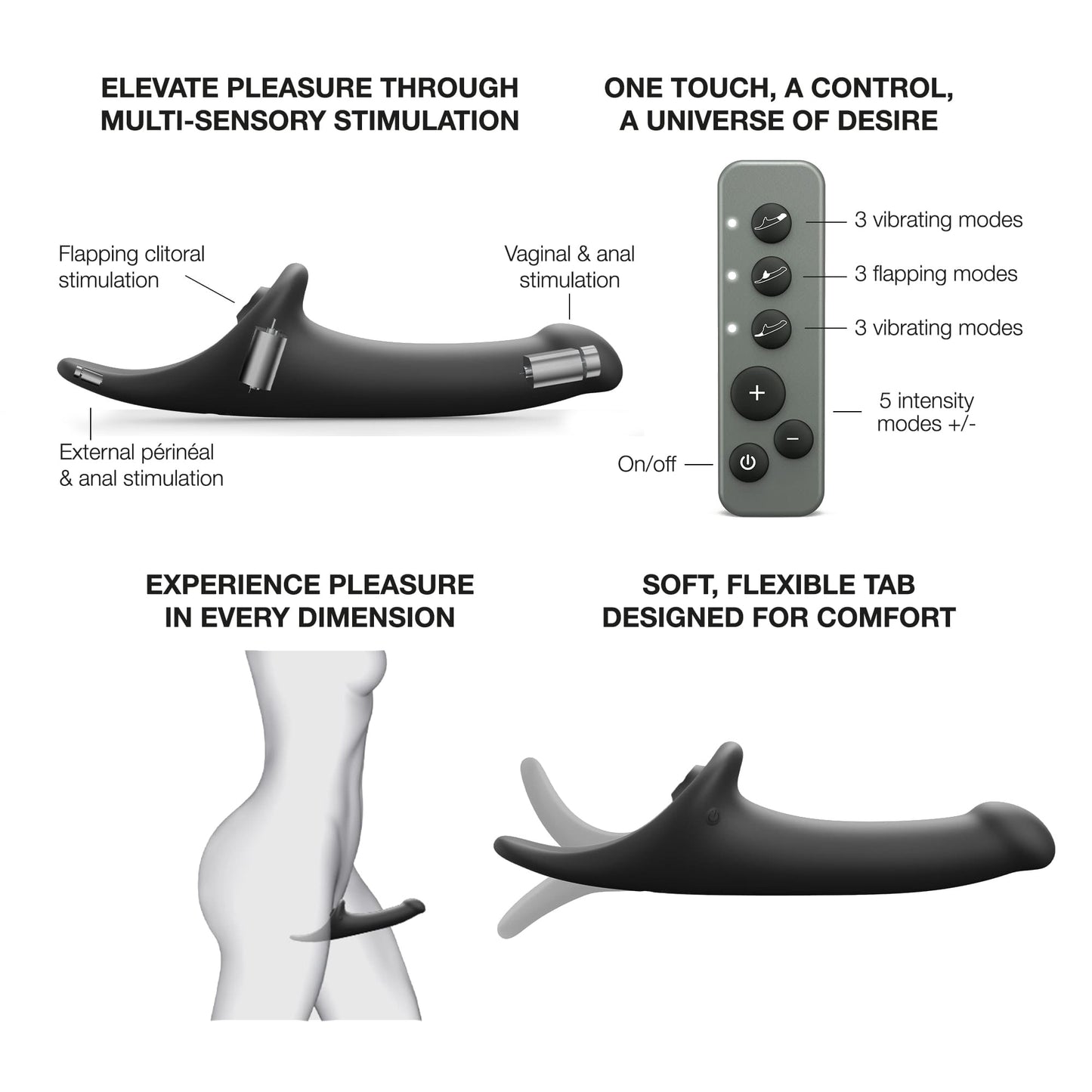 Strap-On-Me Multi Orgasm Dildo Medium Black