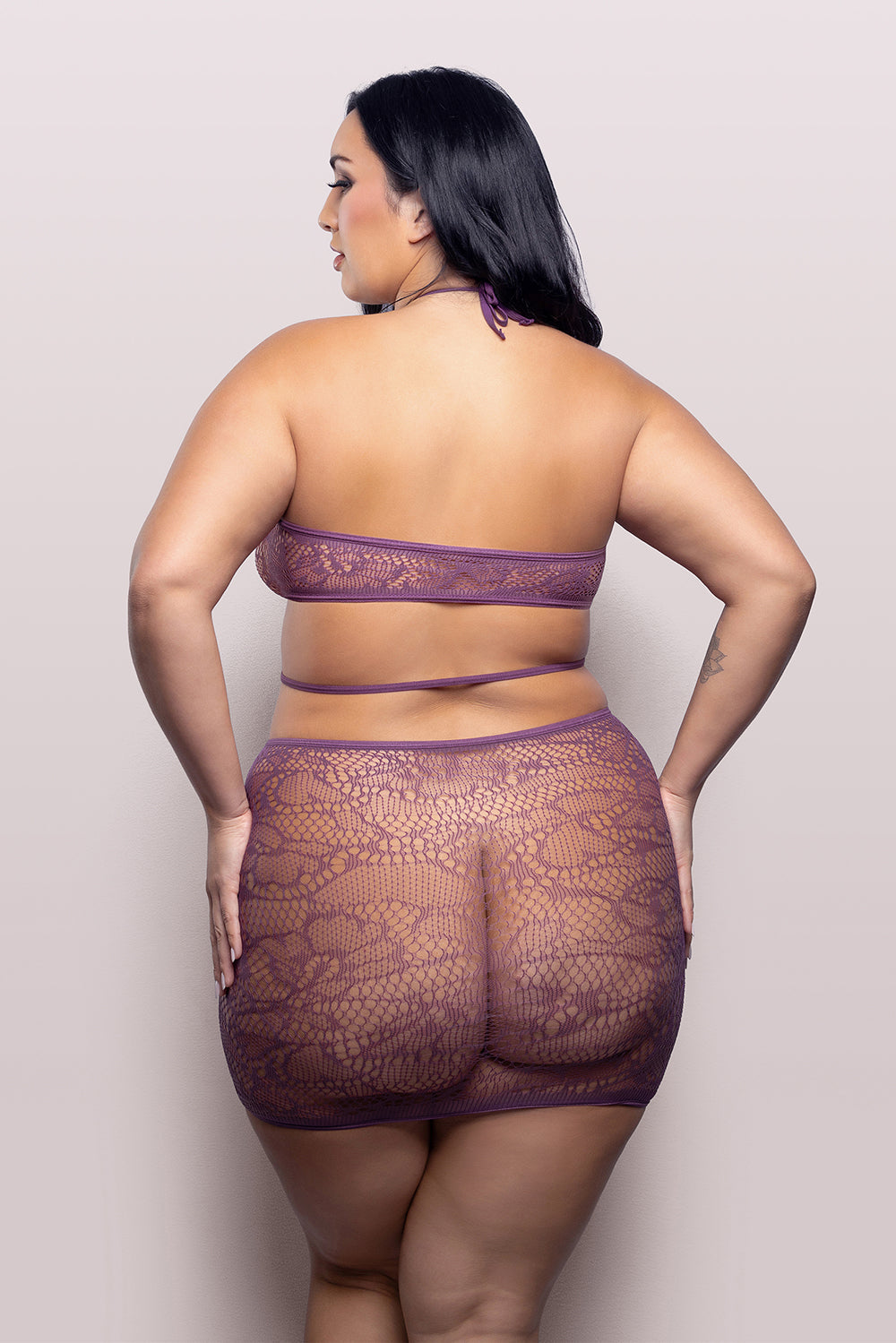 Fantasy Lingerie Vixen Focus On Me Cut-Out Halter Dress Purple Wisteria Queen Size