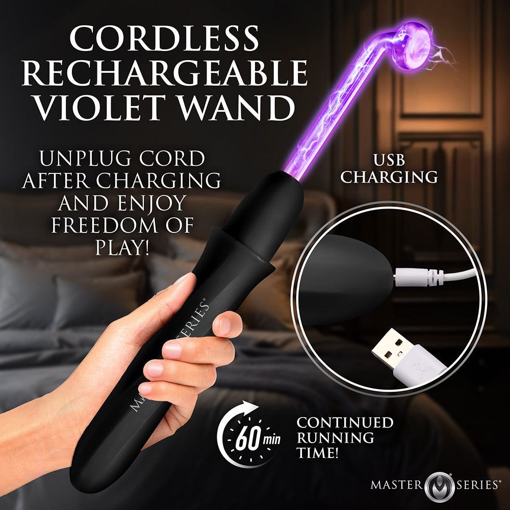 Master Series Elektrawand Rechargeable E-Stim Wand with Attachments Black
