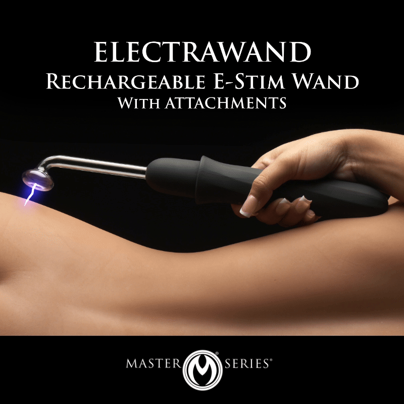 Master Series Elektrawand Rechargeable E-Stim Wand with Attachments Black