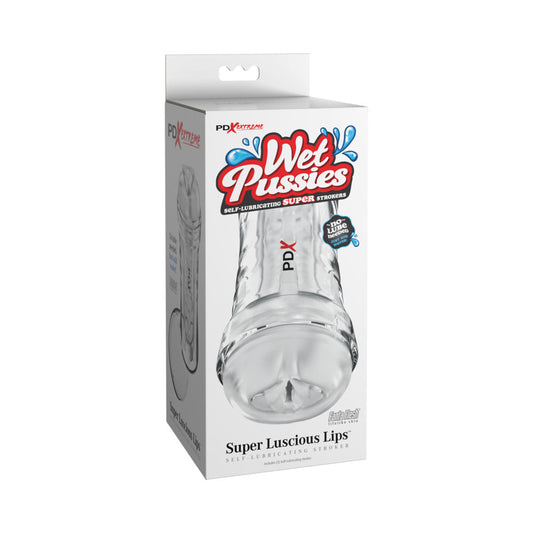 PDX Extreme Wet Pussies Super Luscious Lips Self-Lubricating Stroker Frosted - product photo