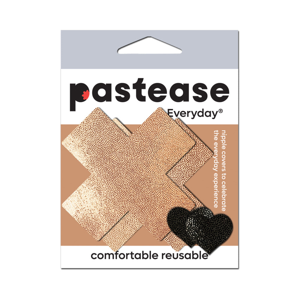 Pastease Everyday Reusable Pasties Rose Gold Vegan Luxury Suede Cross Nipple Covers