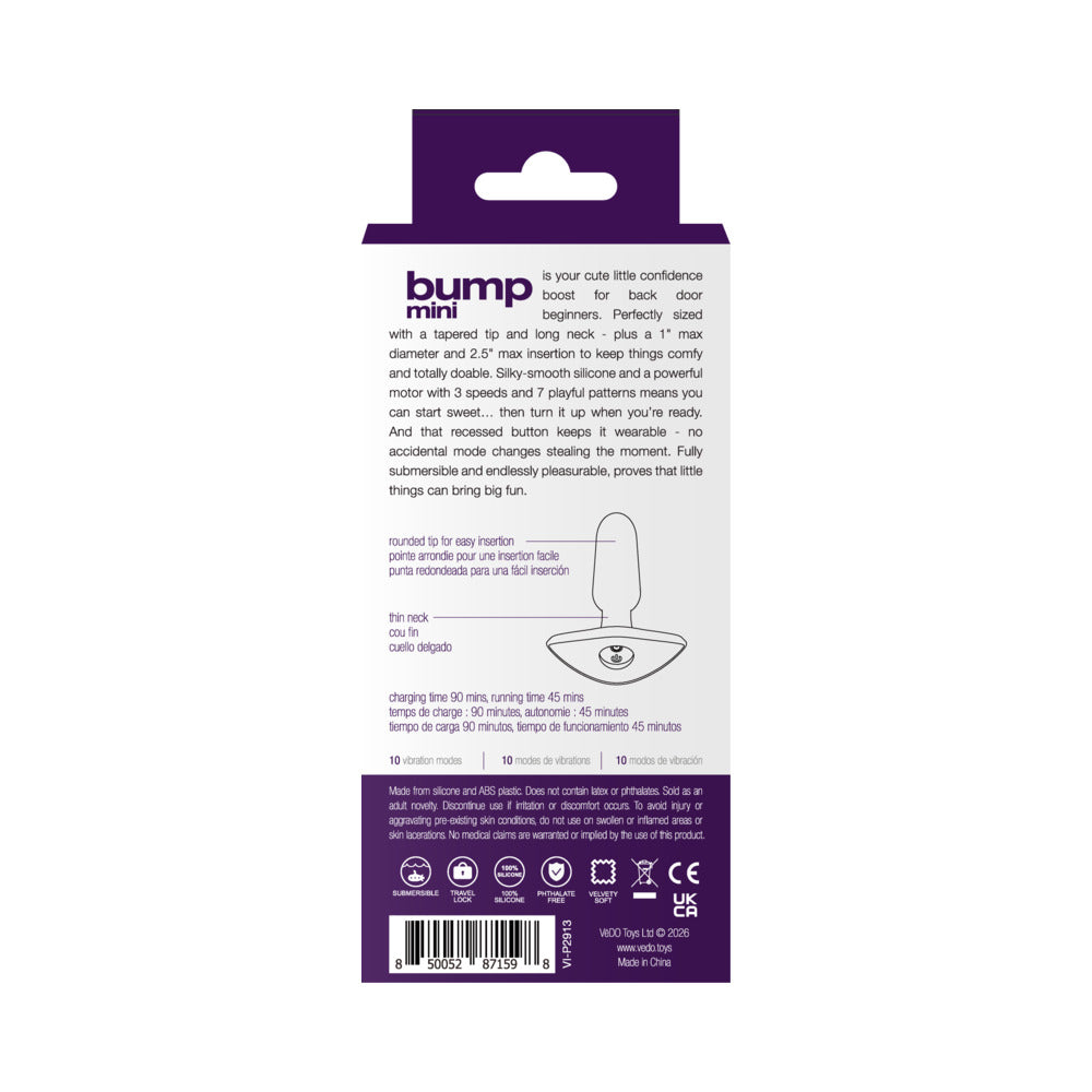 VeDO Bump Mini Rechargeable Anal Plug Purple