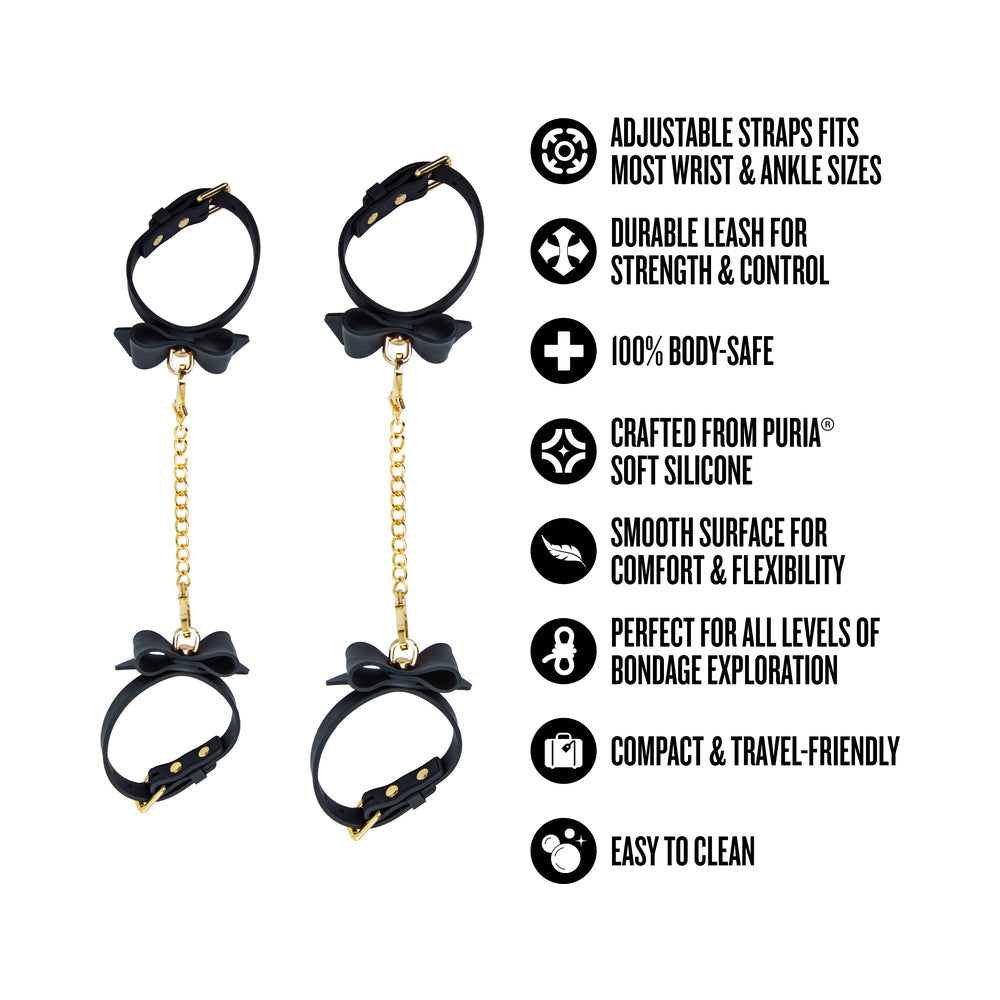 Temptasia Ardor Wrist & Ankle Restraints Black with Bow