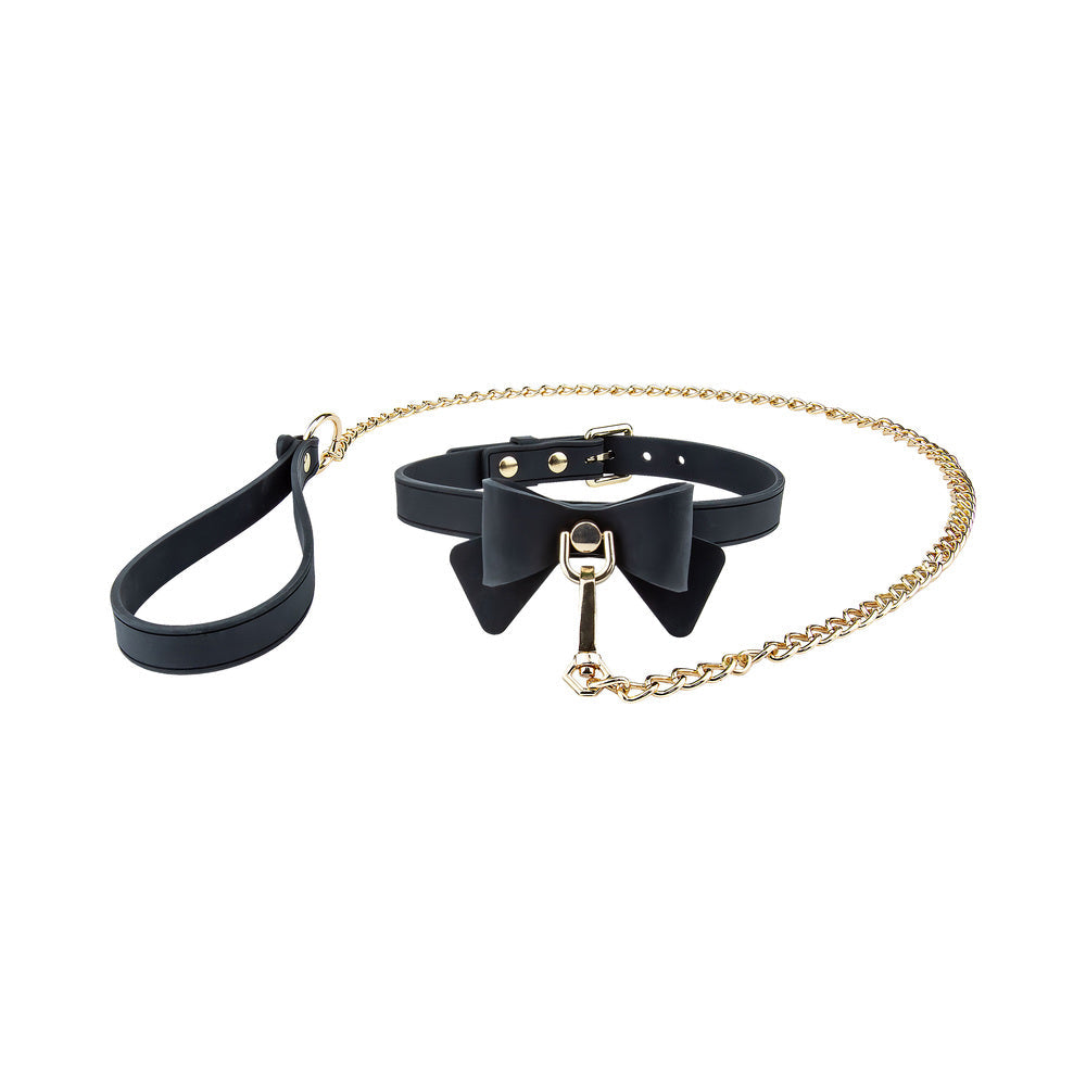 Temptasia Ardor Collar & Leash Black with Bow