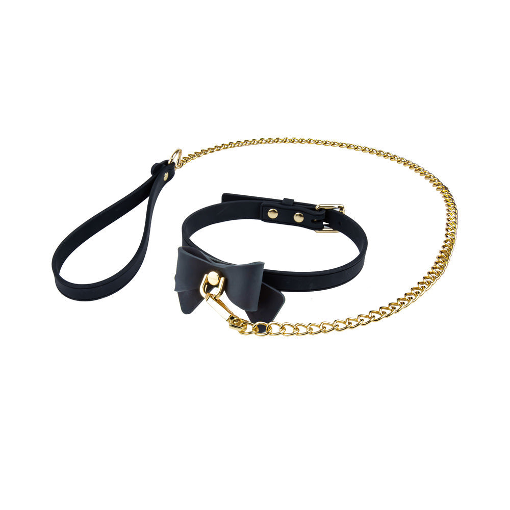 Temptasia Ardor Collar & Leash Black with Bow