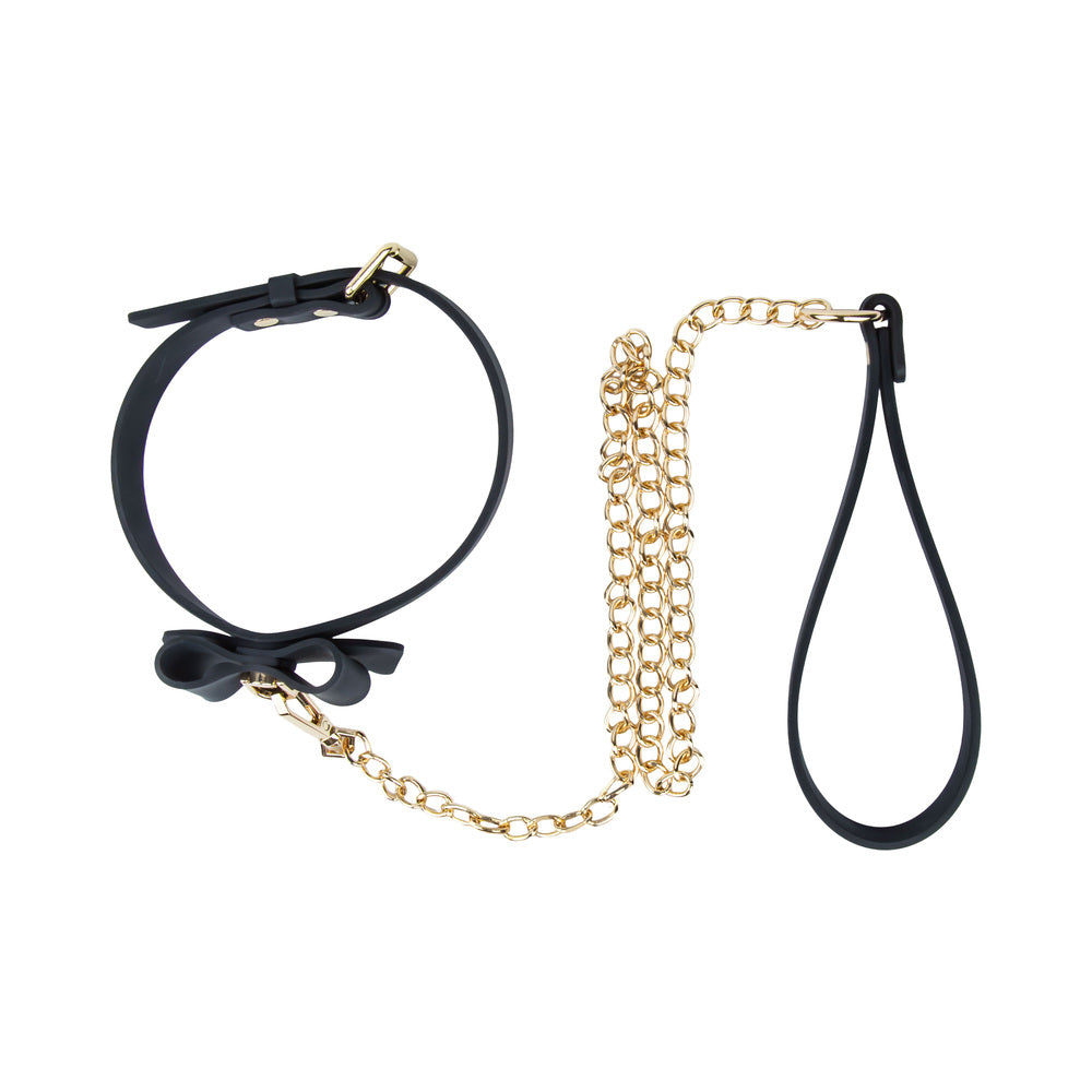 Temptasia Ardor Collar & Leash Black with Bow
