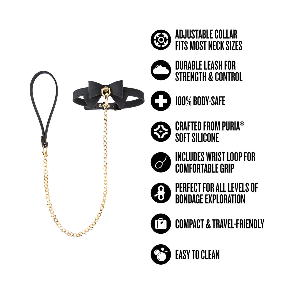 Temptasia Ardor Collar & Leash Black with Bow