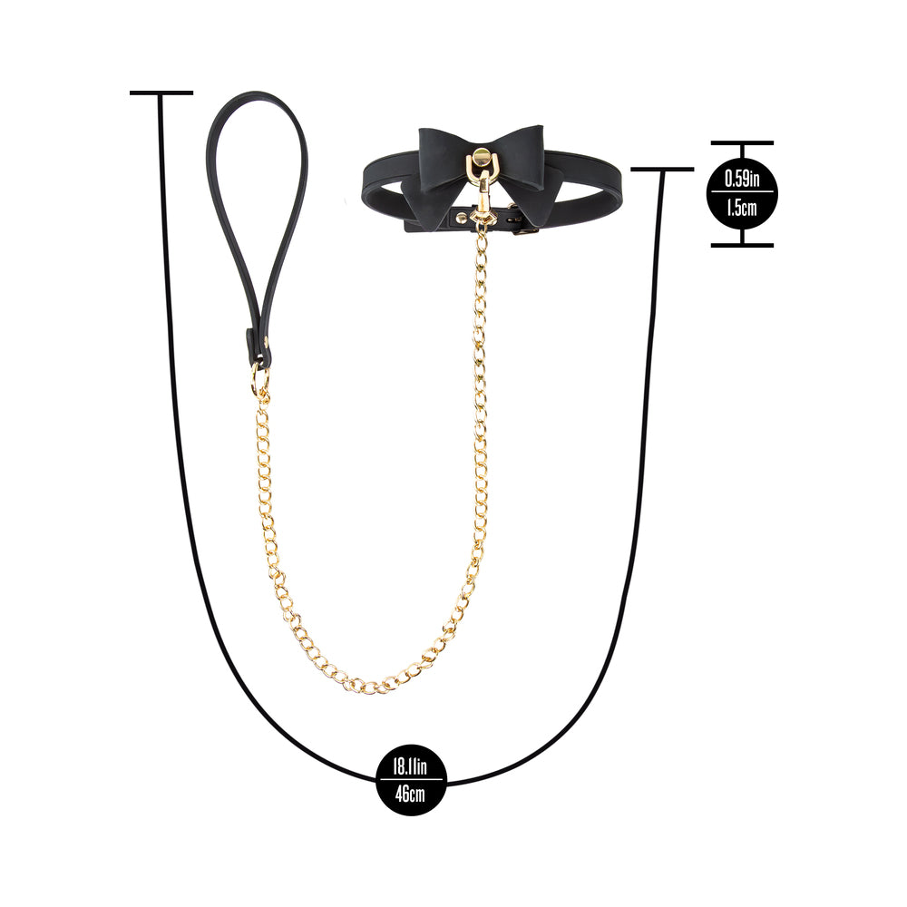 Temptasia Ardor Collar & Leash Black with Bow