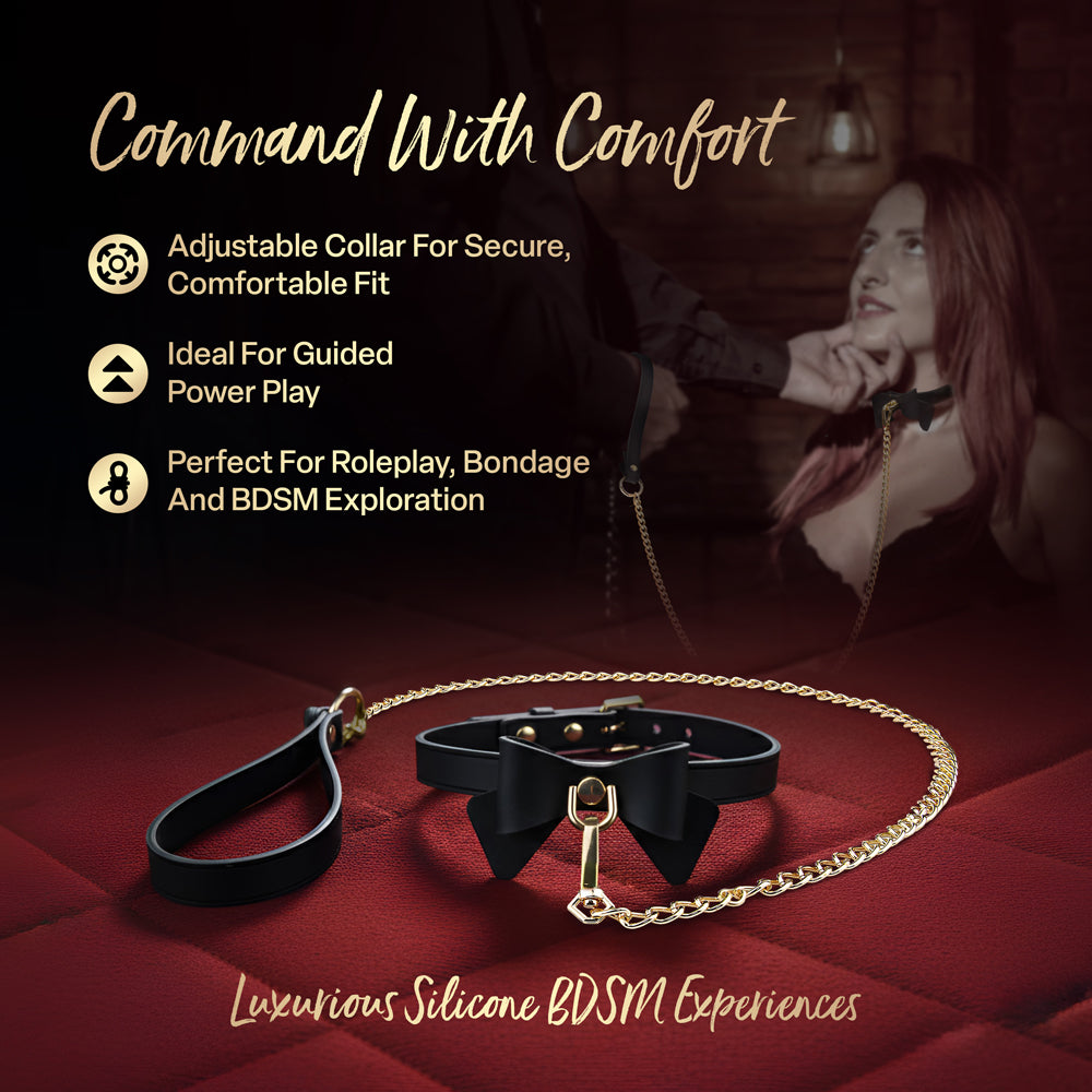 Temptasia Ardor Collar & Leash Black with Bow