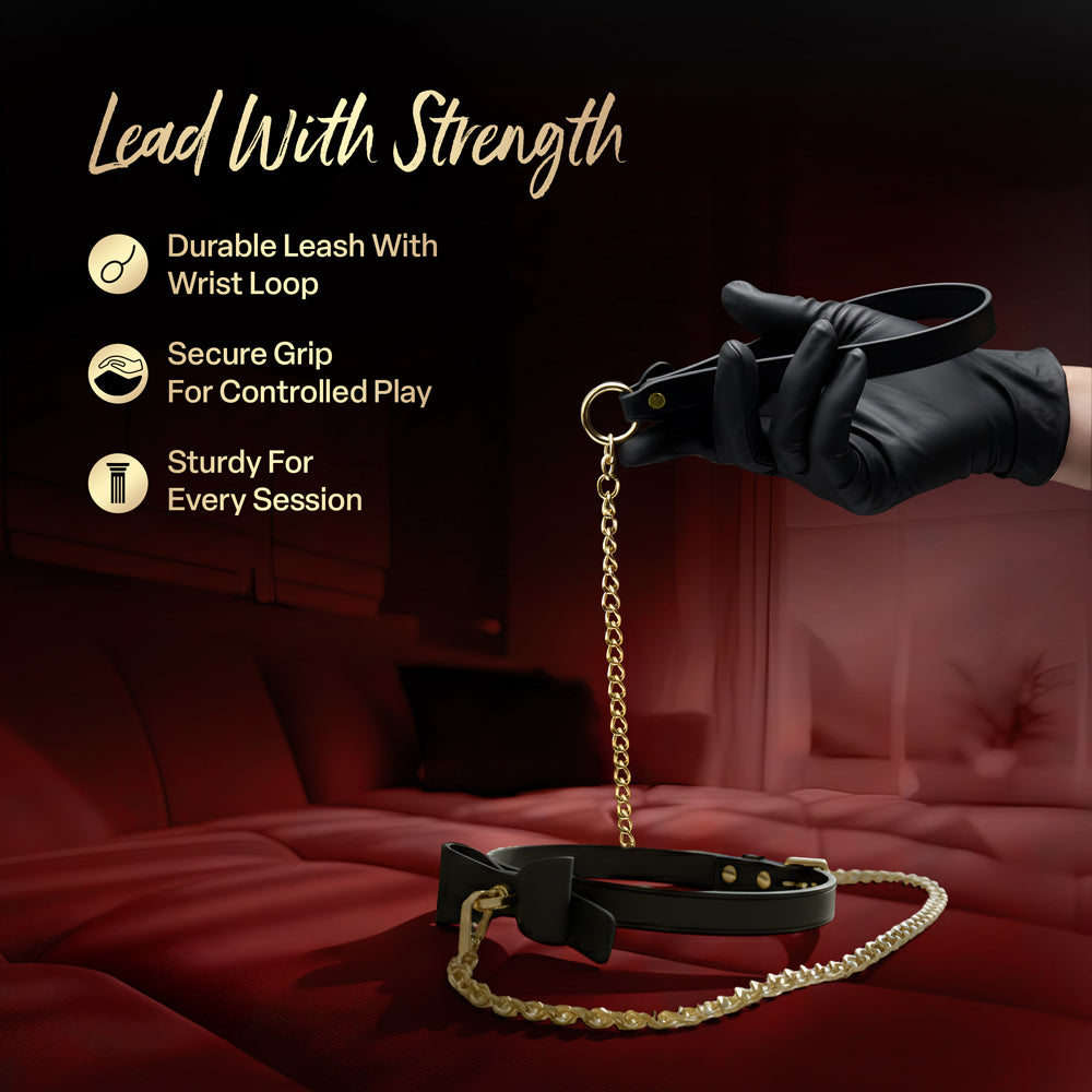 Temptasia Ardor Collar & Leash Black with Bow