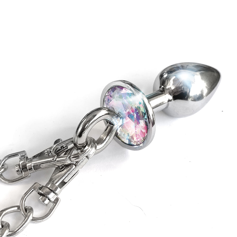 NIXIE Metal Butt Plug & Furry Handcuff Set Medium Unicorn