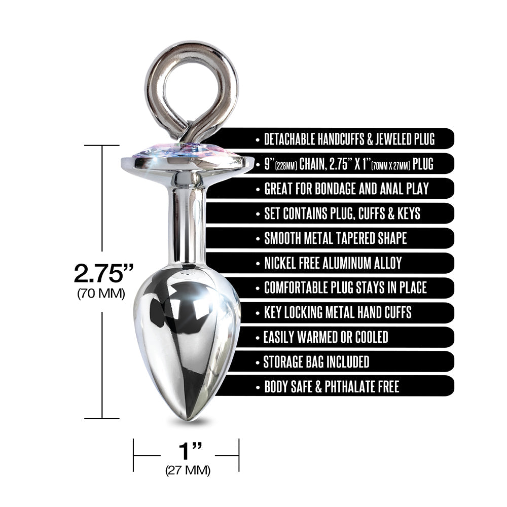 NIXIE Metal Butt Plug & Furry Handcuff Set Medium Unicorn