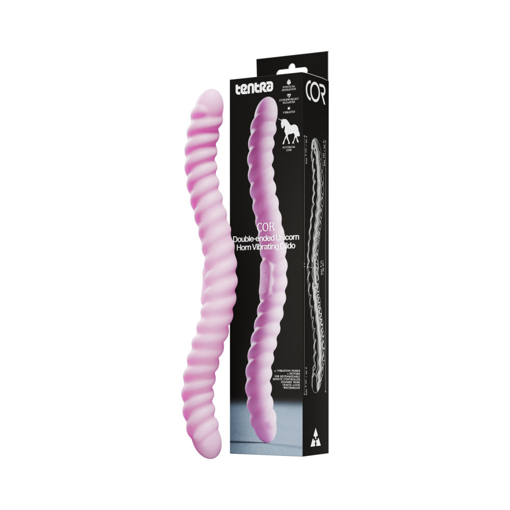 Tentra Cor Unicorn Horn Double-Ended Vibrating Dildo Pink