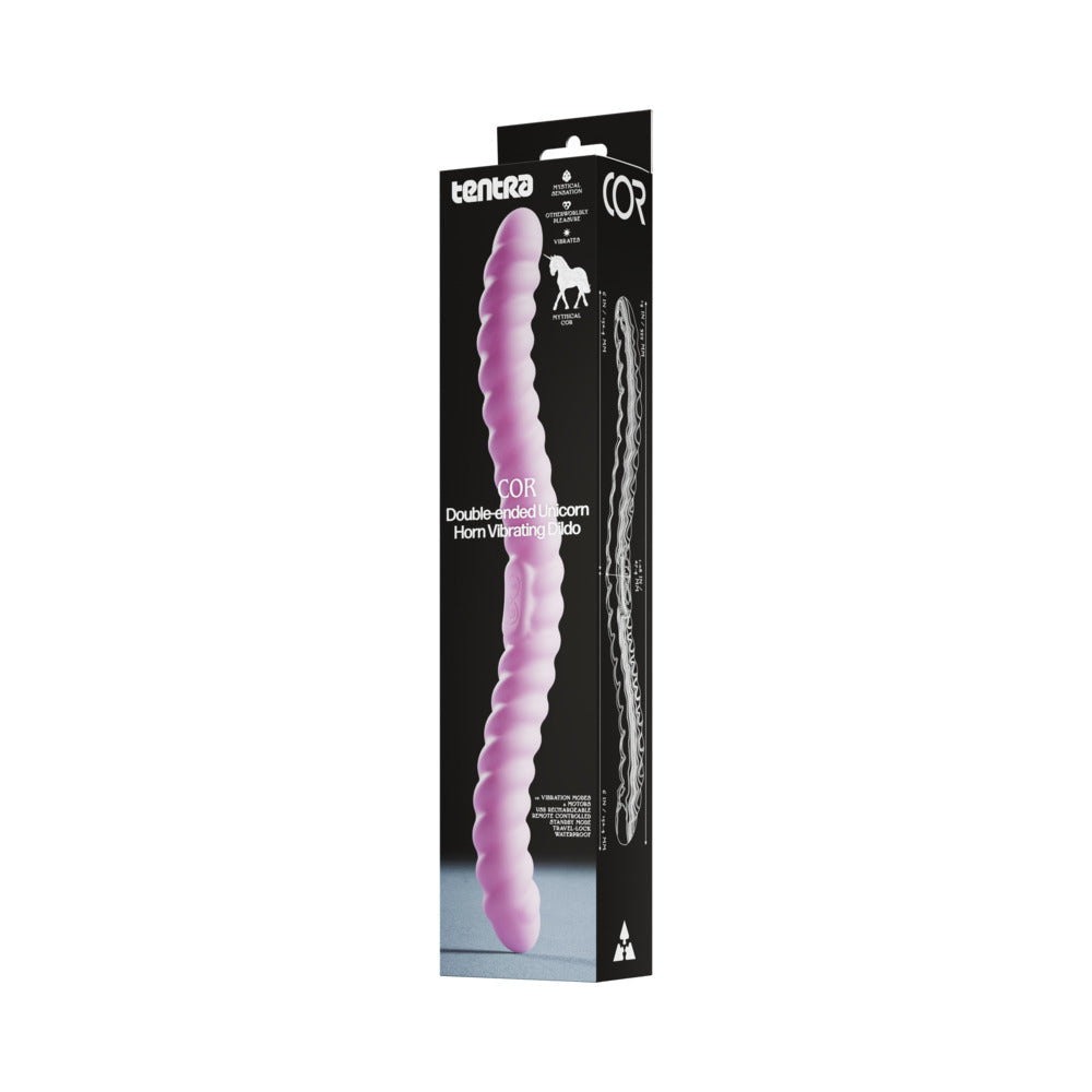 Tentra Cor Unicorn Horn Double-Ended Vibrating Dildo Pink