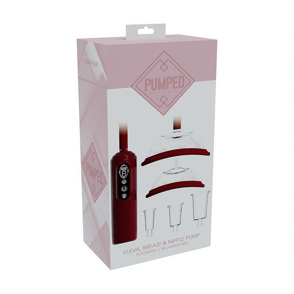 PUMPED Automatic Rechargeable Vulva, Breast & Nipple Pump Red