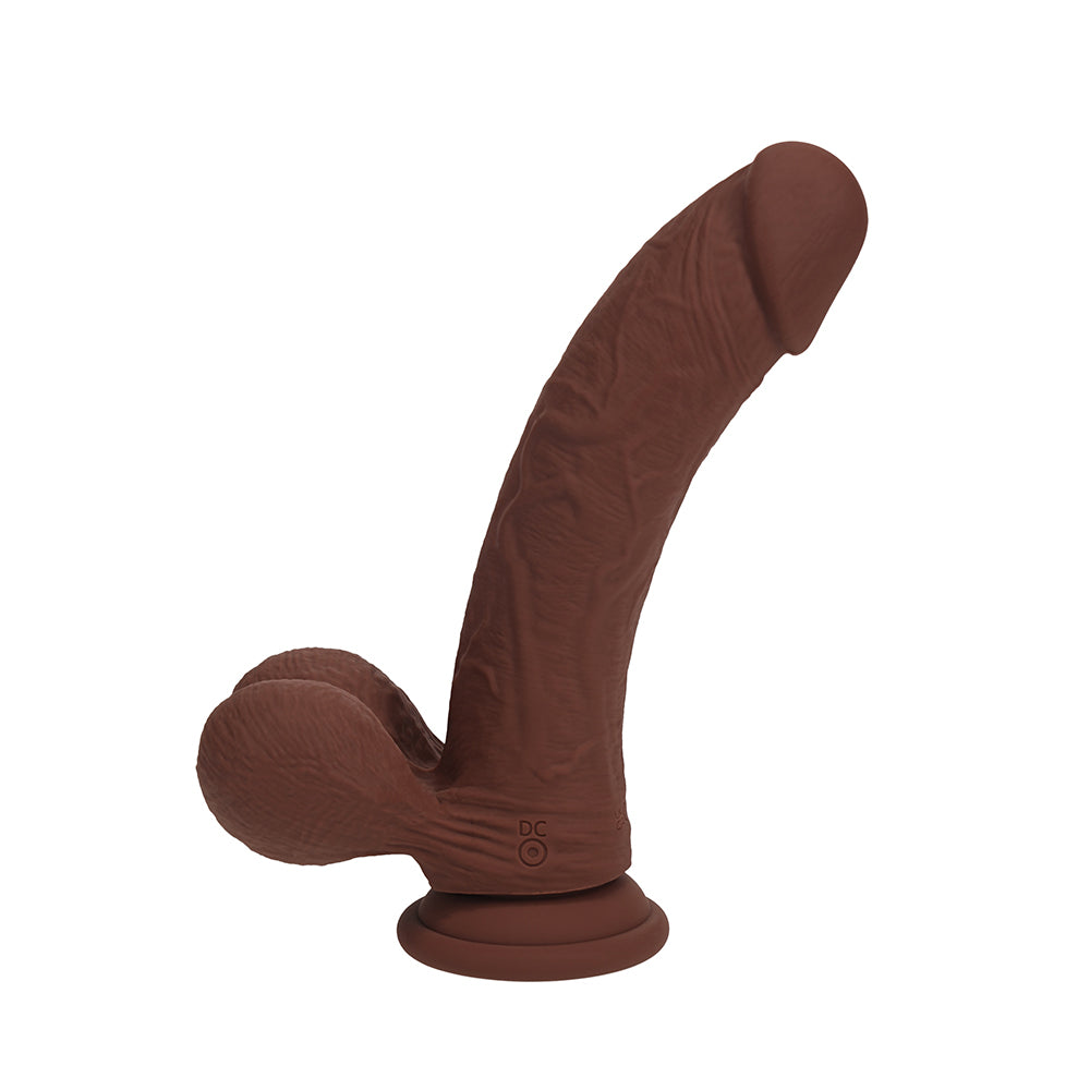 Realrock Realistic Dual Density Vibrating Silicone Dildo with Weighted Balls 6 in. Brown