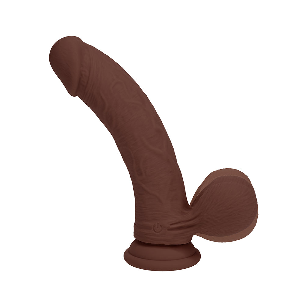Realrock Realistic Dual Density Vibrating Silicone Dildo with Weighted Balls 6 in. Brown