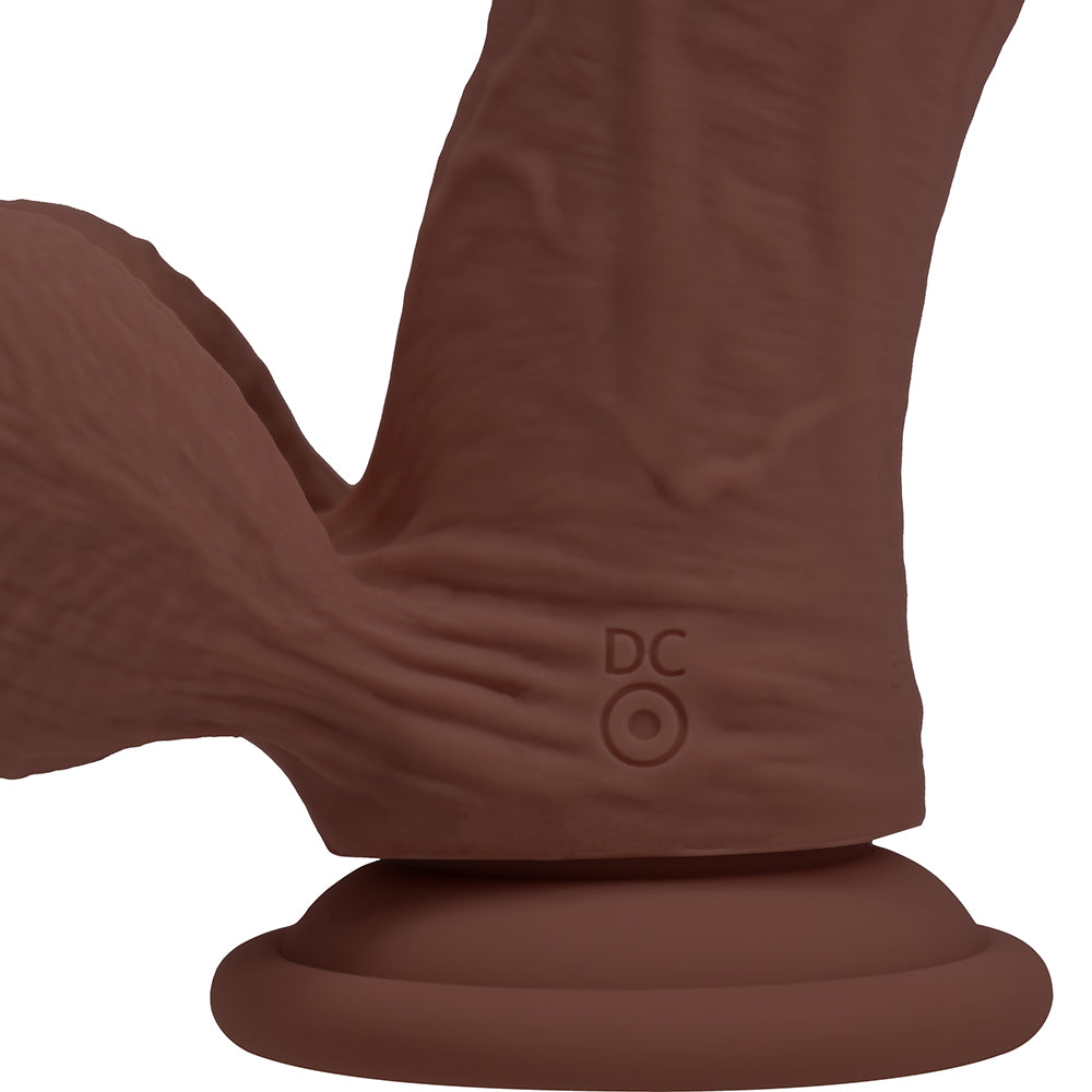 Realrock Realistic Dual Density Vibrating Silicone Dildo with Weighted Balls 6 in. Brown