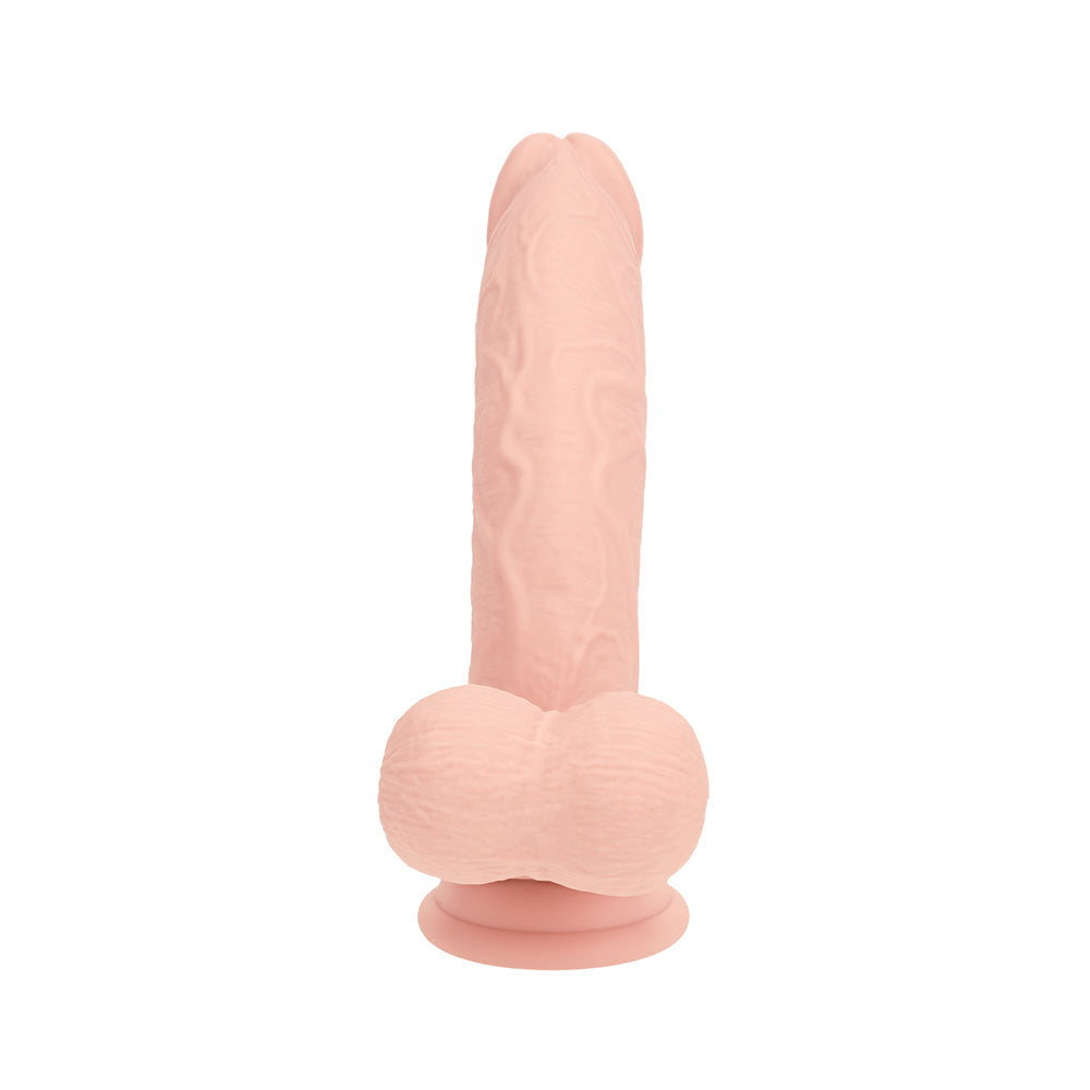 Realrock Realistic Dual Density Vibrating Silicone Dildo with Weighted Balls 6 in. Beige