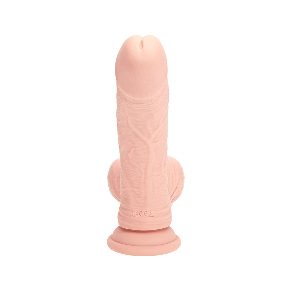 Realrock Realistic Dual Density Vibrating Silicone Dildo with Weighted Balls 6 in. Beige