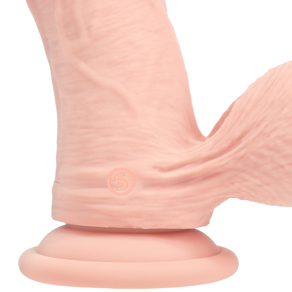 Realrock Realistic Dual Density Vibrating Silicone Dildo with Weighted Balls 6 in. Beige