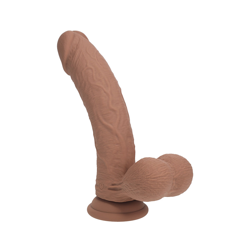 Realrock Realistic Dual Density Vibrating Silicone Dildo with Weighted Balls 6 in. Tan