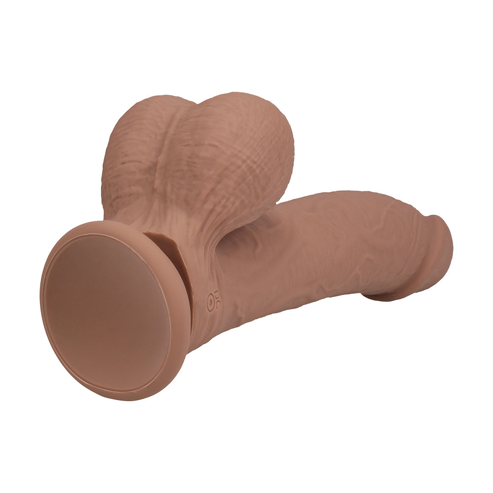 Realrock Realistic Dual Density Vibrating Silicone Dildo with Weighted Balls 6 in. Tan