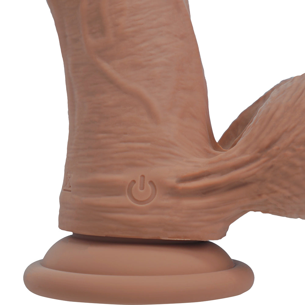 Realrock Realistic Dual Density Vibrating Silicone Dildo with Weighted Balls 6 in. Tan