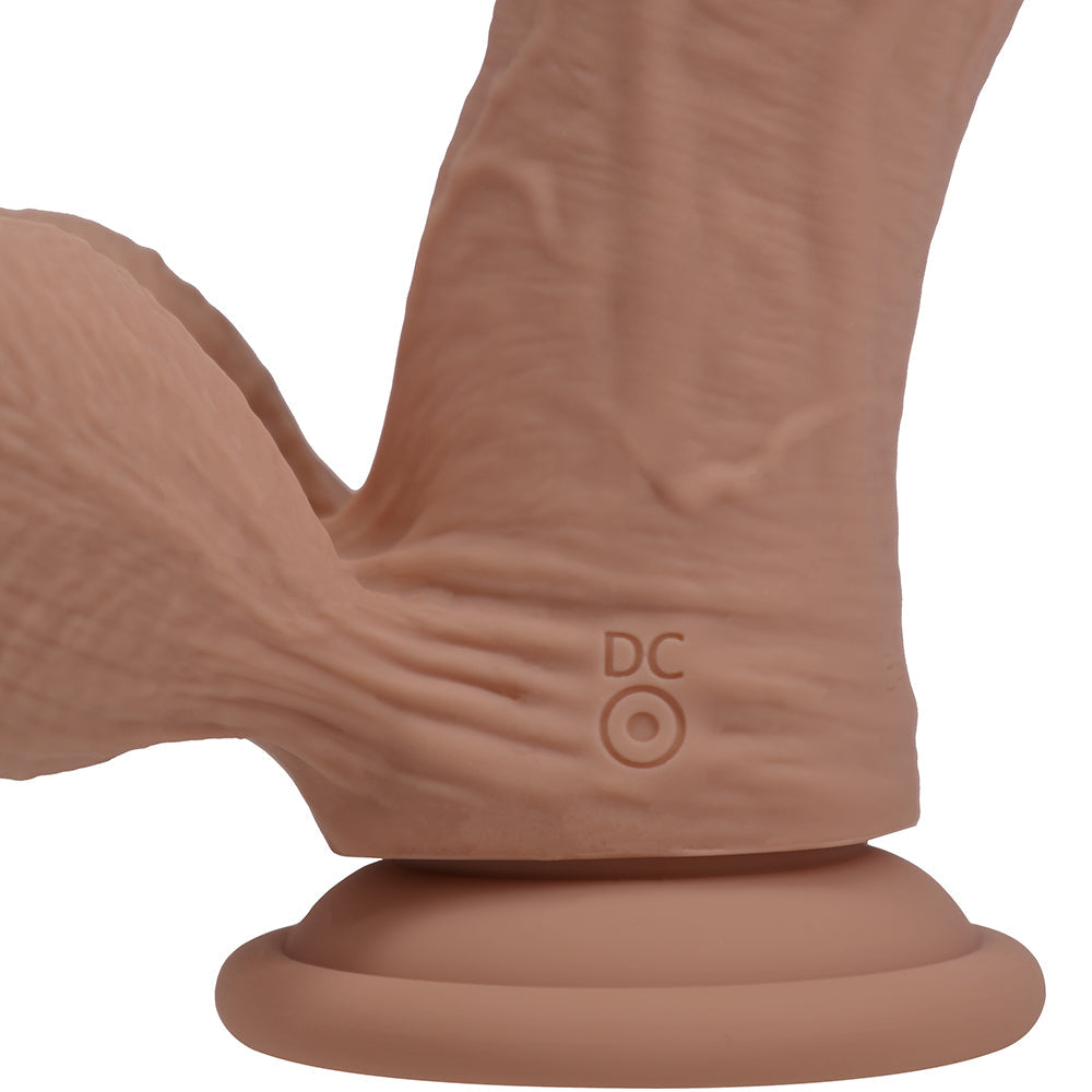 Realrock Realistic Dual Density Vibrating Silicone Dildo with Weighted Balls 6 in. Tan