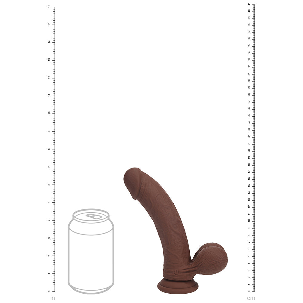 Realrock Realistic Dual Density Vibrating Silicone Dildo with Weighted Balls 7 in. Brown