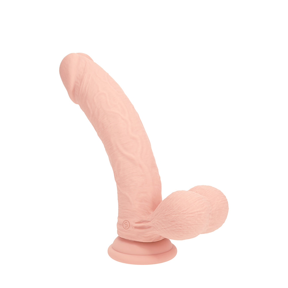 Realrock Realistic Dual Density Vibrating Silicone Dildo with Weighted Balls 7 in. Beige