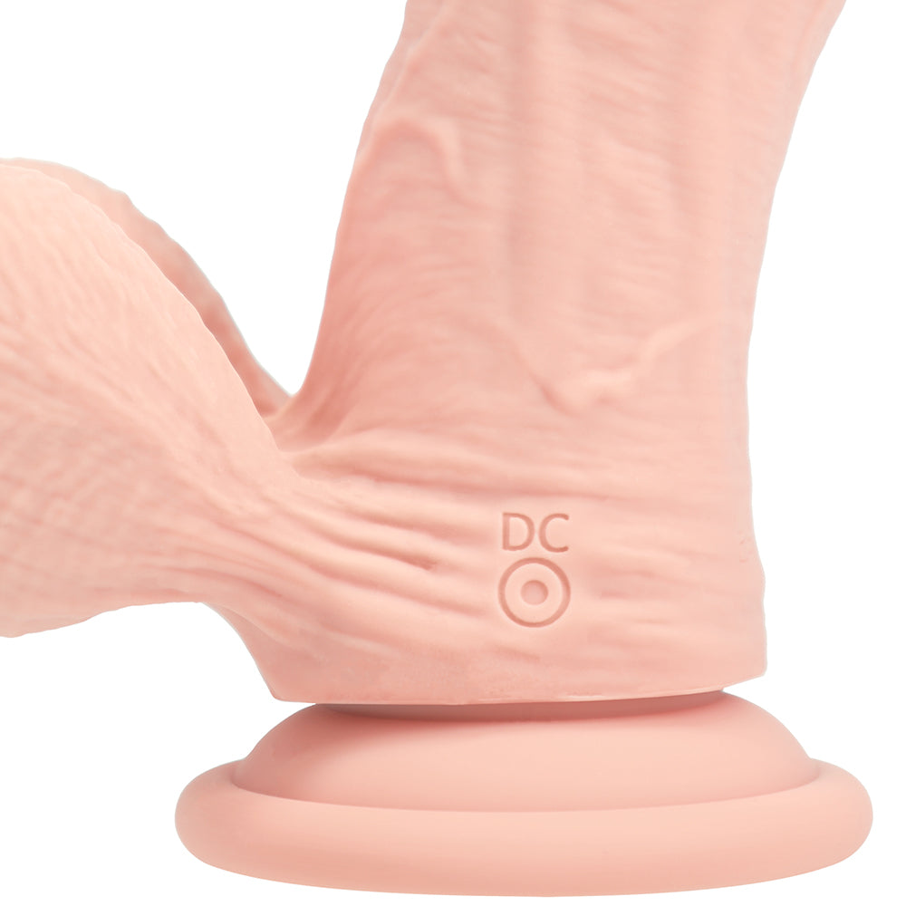 Realrock Realistic Dual Density Vibrating Silicone Dildo with Weighted Balls 7 in. Beige
