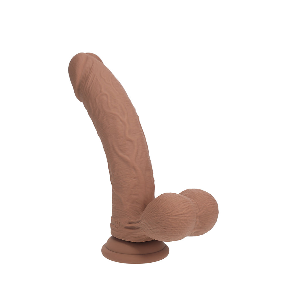 Realrock Realistic Dual Density Vibrating Silicone Dildo with Weighted Balls 7 in. Tan