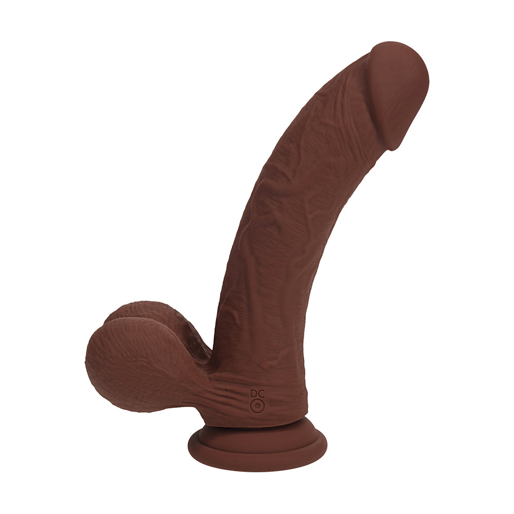 Realrock Realistic Dual Density Vibrating Silicone Dildo with Weighted Balls 8 in. Brown