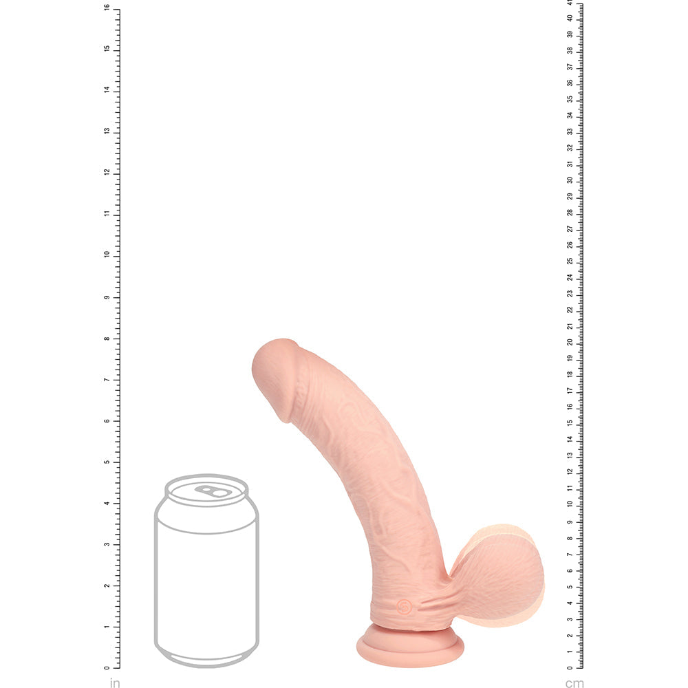 Realrock Realistic Dual Density Vibrating Silicone Dildo with Weighted Balls 8 in. Beige