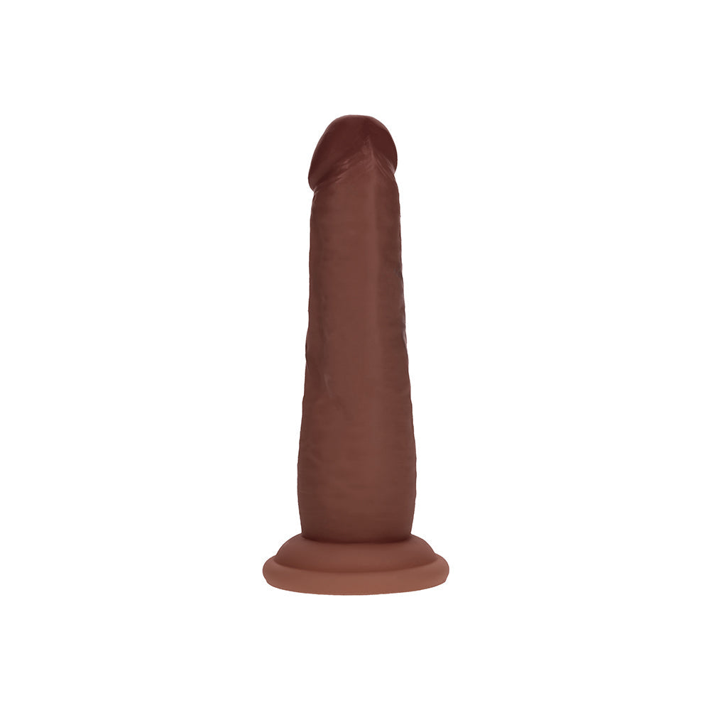 Realrock Sliding Skin Dual Density Silicone Dildo 6 in. Brown
