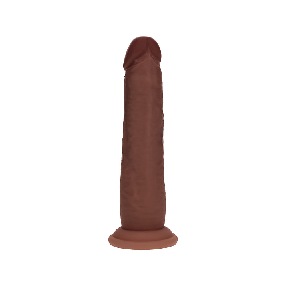 Realrock Sliding Skin Dual Density Silicone Dildo 7 in. Brown