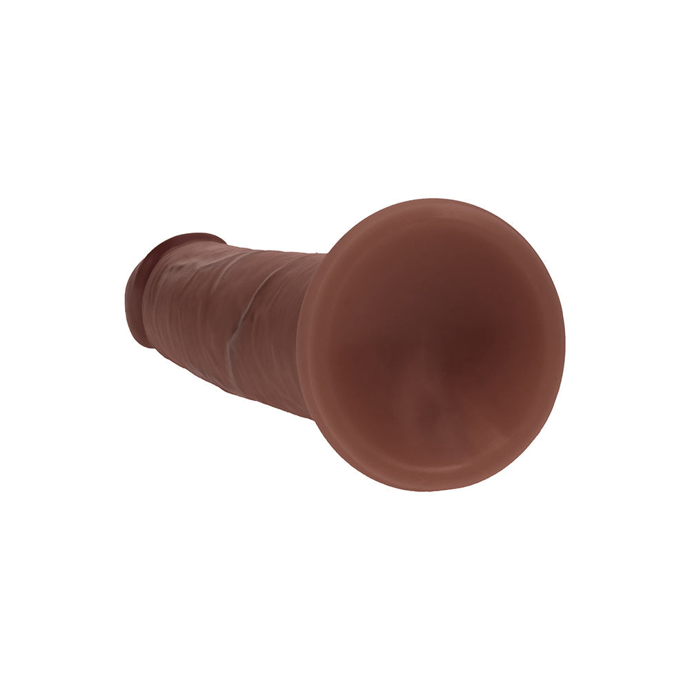 Realrock Sliding Skin Dual Density Silicone Dildo 7 in. Brown