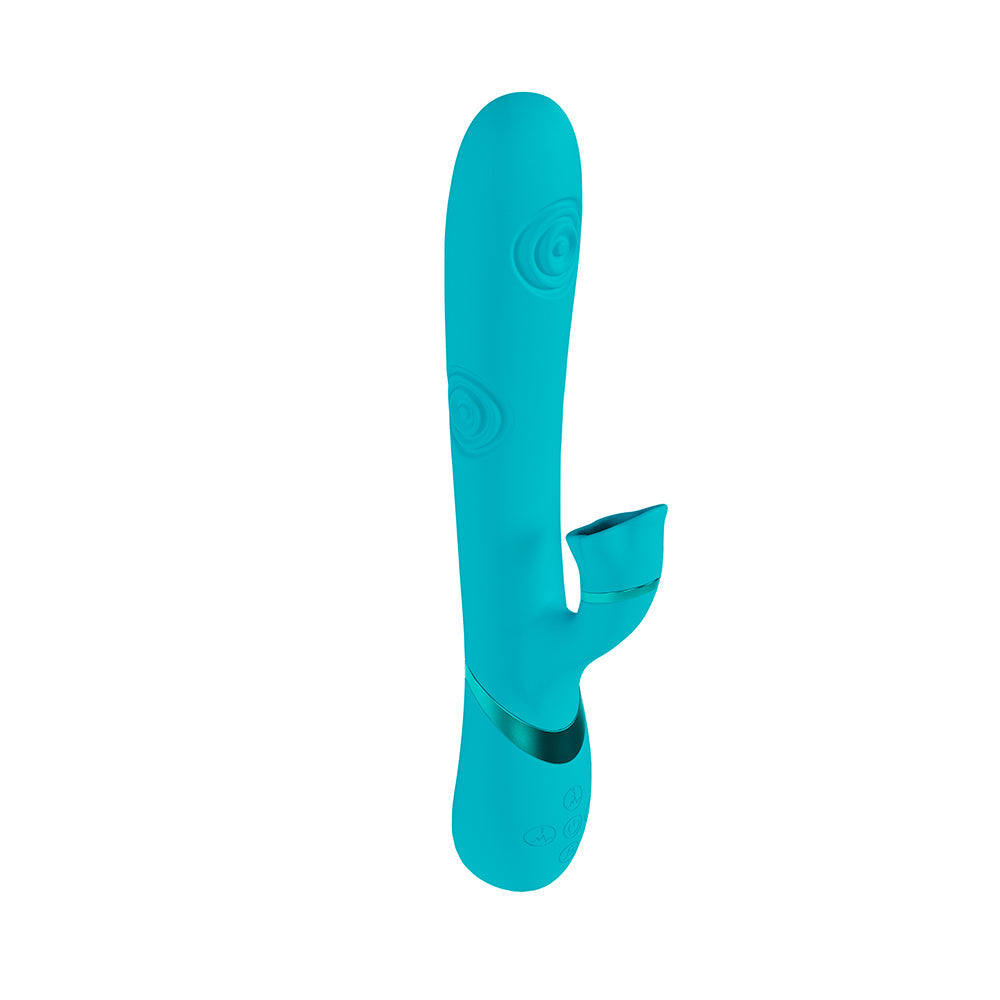 VIVE Fiore Rechargeable G-Spot Air Wave and Tapping Flared Clit Stimulator Blue