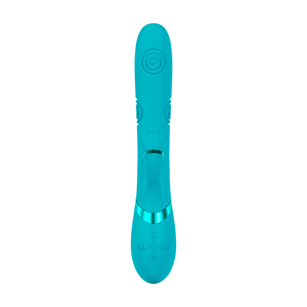 VIVE Fiore Rechargeable G-Spot Air Wave and Tapping Flared Clit Stimulator Blue