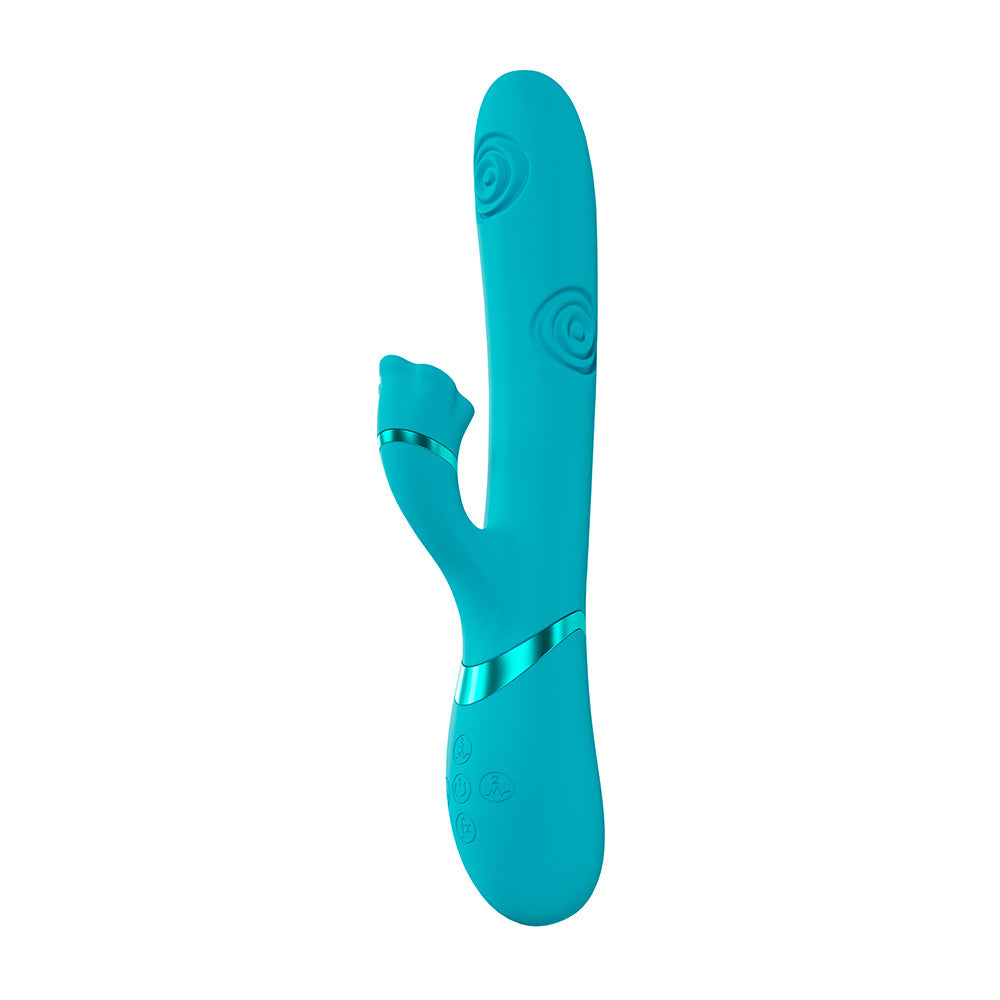 VIVE Fiore Rechargeable G-Spot Air Wave and Tapping Flared Clit Stimulator Blue