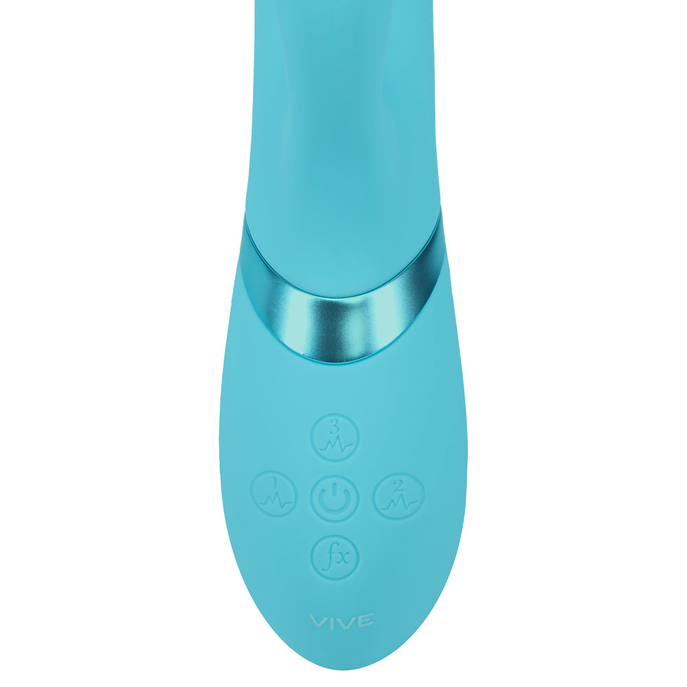 VIVE Fiore Rechargeable G-Spot Air Wave and Tapping Flared Clit Stimulator Blue