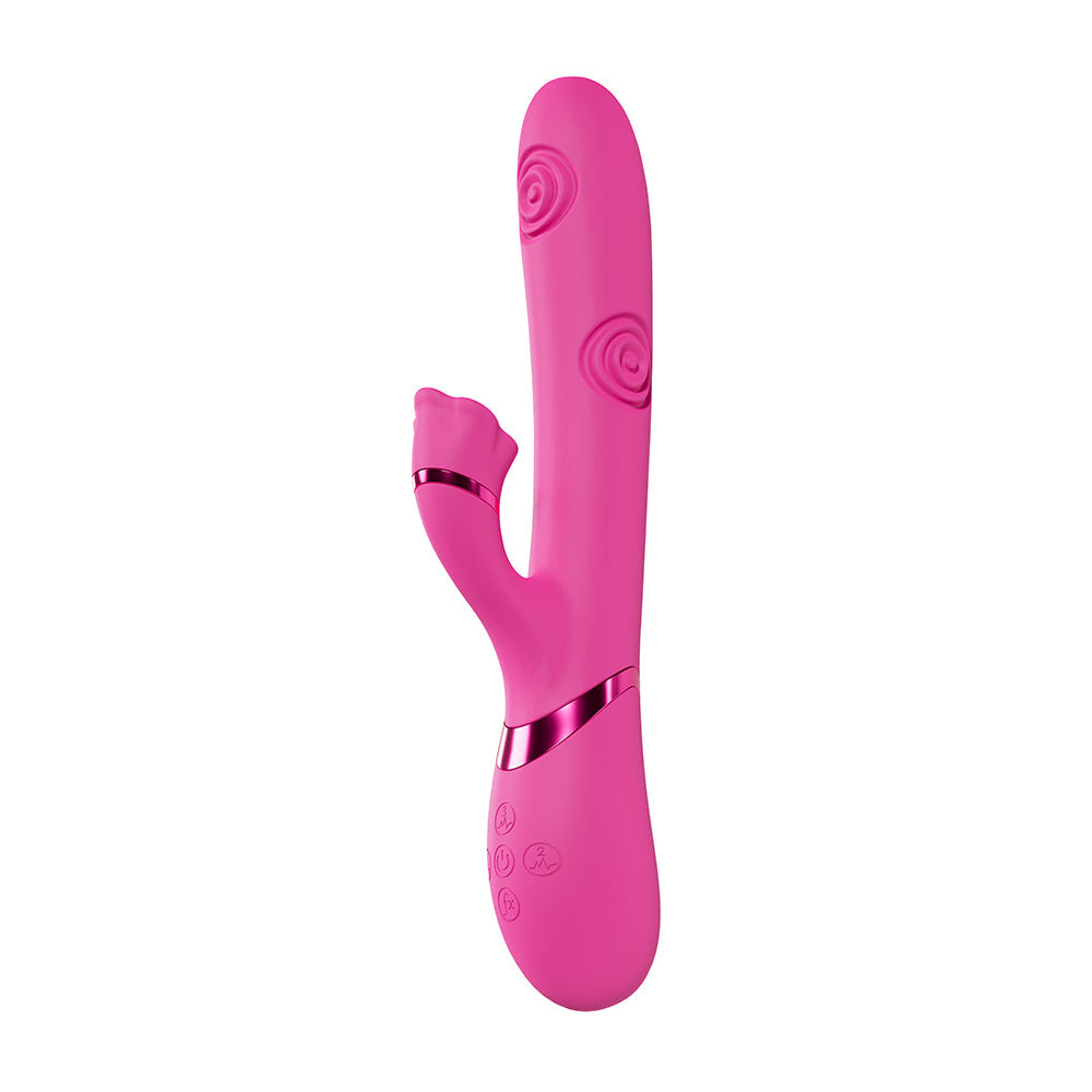 VIVE Fiore Rechargeable G-Spot Air Wave and Tapping Flared Clit Stimulator Pink