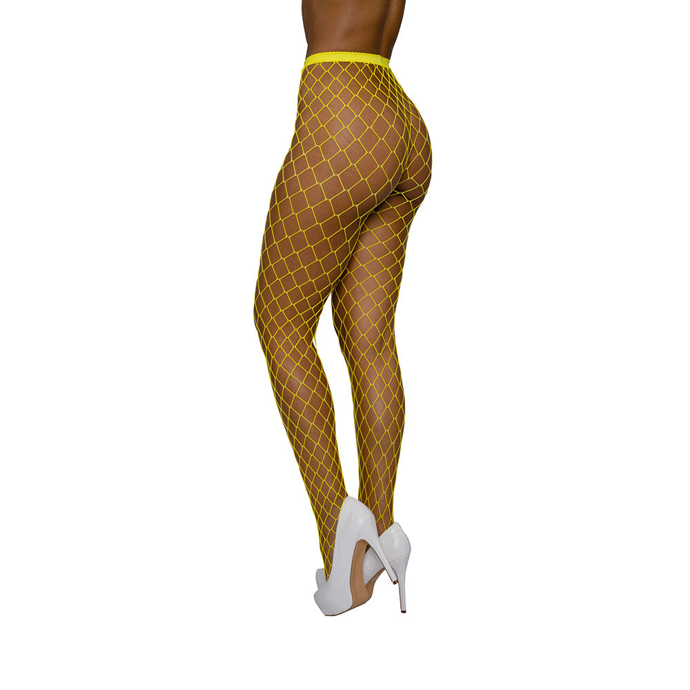 Dreamgirl High-Waist Fence Net Pantyhose Yellow O/S
