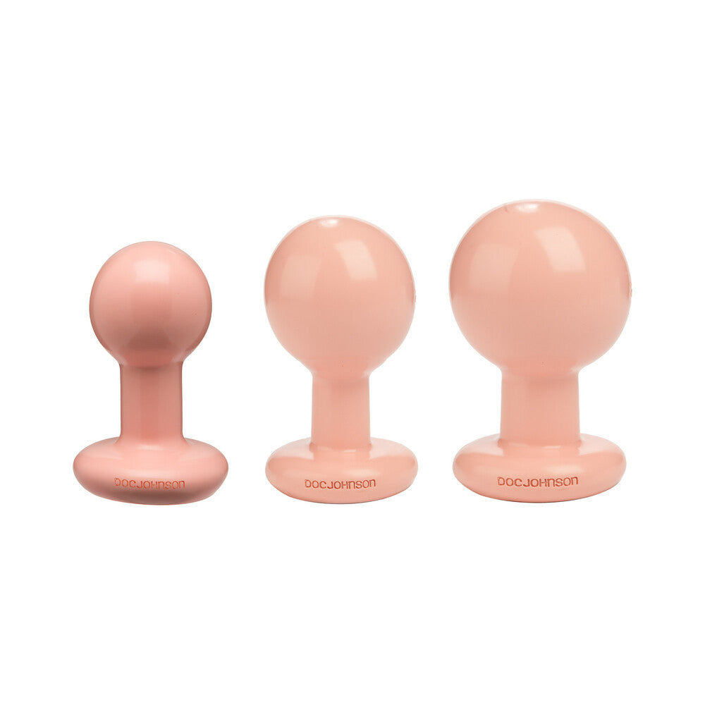 The Classic Round Butt Plug Cream 3-Piece Set