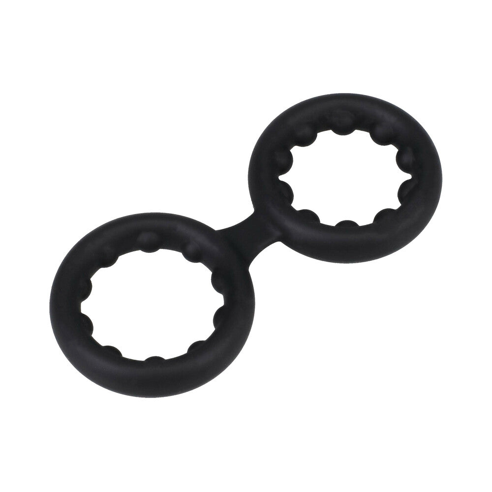 ROCK SOLID Silicone Double Stamina Ring with Metal Beads Black