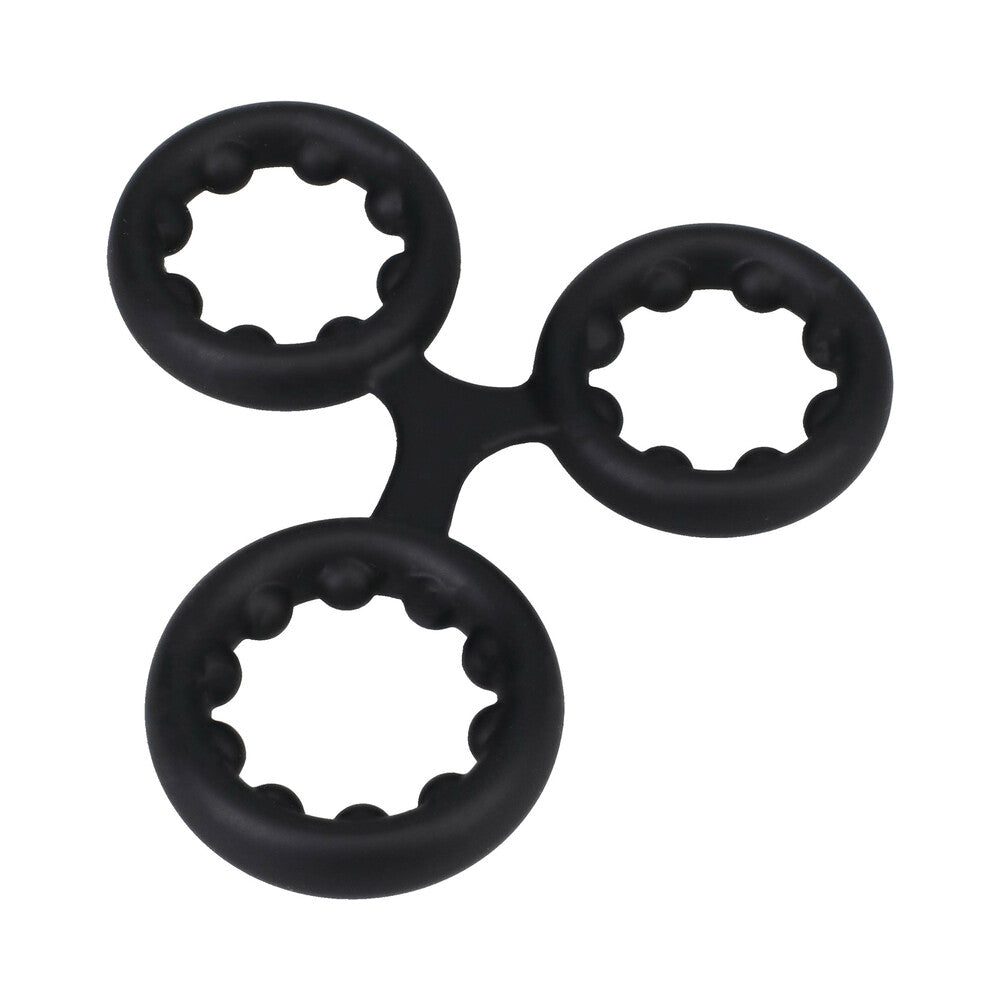 ROCK SOLID Silicone Triple Stamina Ring with Metal Beads Black