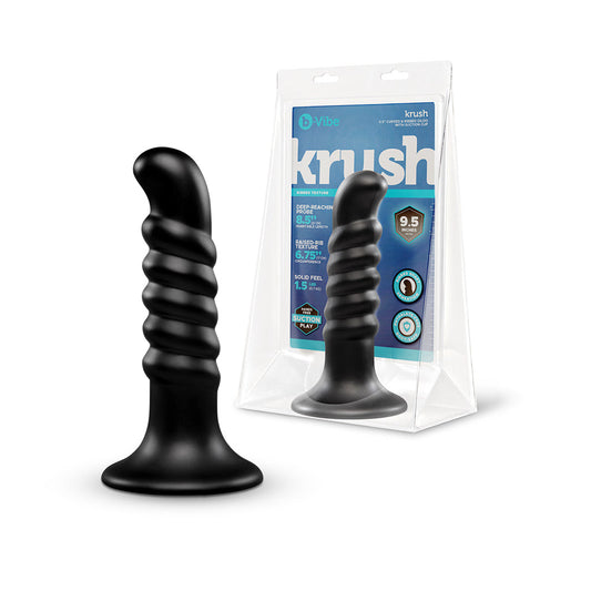 b-Vibe Krush 9.5 in. Curved & Ribbed Dildo with Suction Cup - product photo