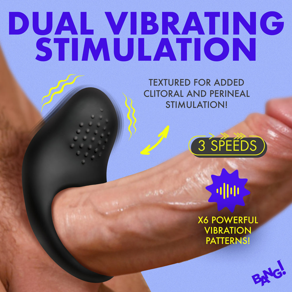 BANG! Vibrating Silicone Cock Ring Black